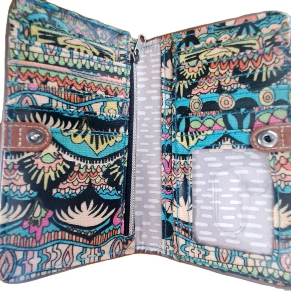 Sakroots Multicolor Bi-Fold Wallet Elephant Card/ID Holders